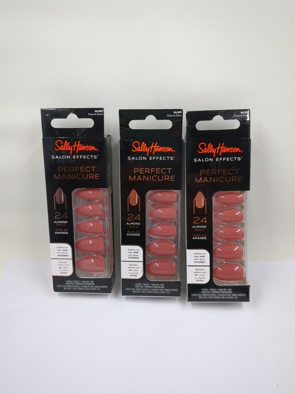Sally Hansen Salon Effects Perfect Manicure Press on Nails Kit Rose & Shine x3